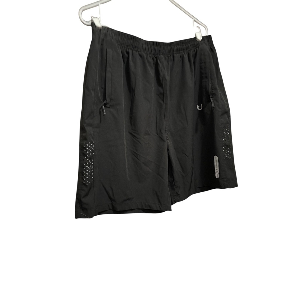 Northyard Men XL Black Athletic Training Shorts Zipper Pockets Reflective Vented